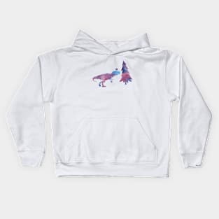 Dinosaur Trex Winter Art With Snowflakes Kids Hoodie